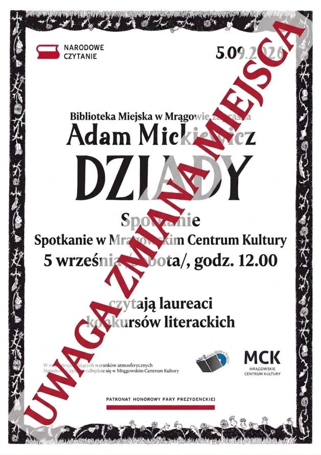 Zmiana lokalizacji Narodowego Czytania